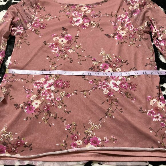 VERVE AMI Mauve long bell sleeve mesh overlay plus size blouse ~ XL XXL 2X shirt - Picture 8 of 13